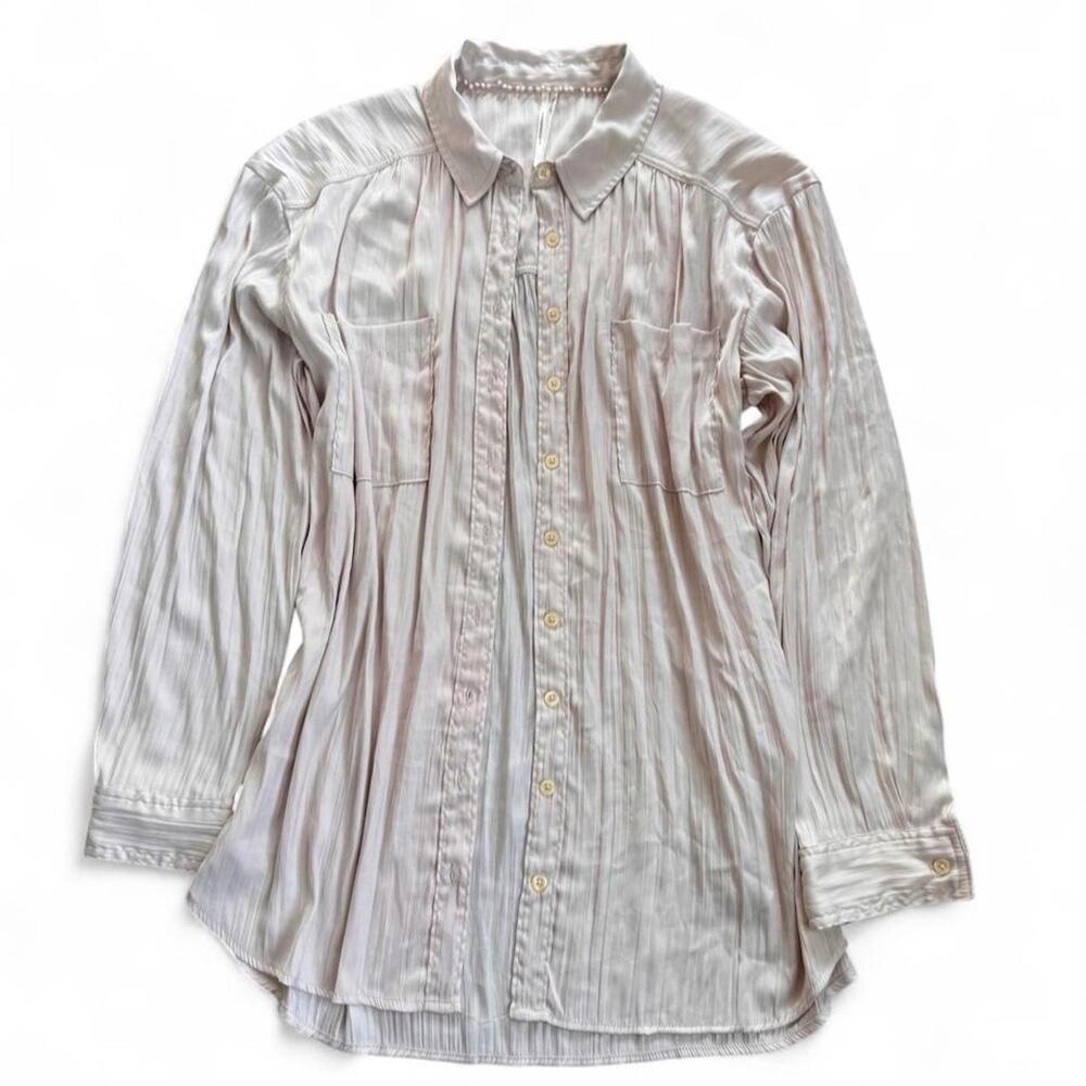Anthropologie Champagne Silky Button Up Blouse
